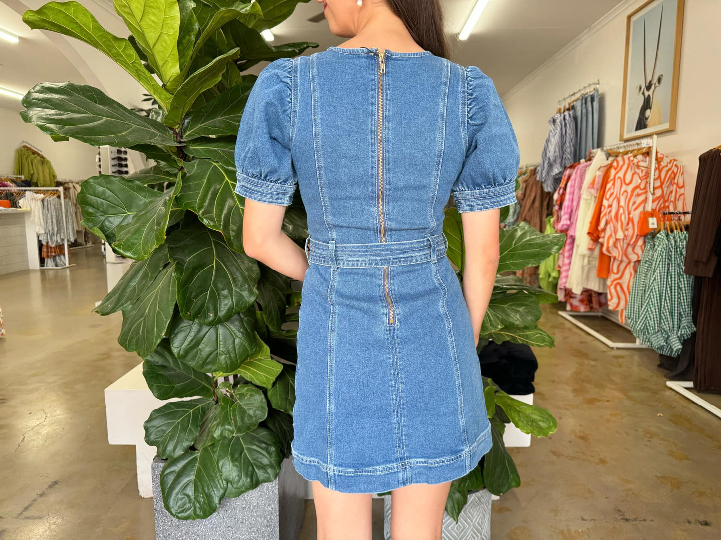 ELLIS DENIM PANEL MINI DRESS