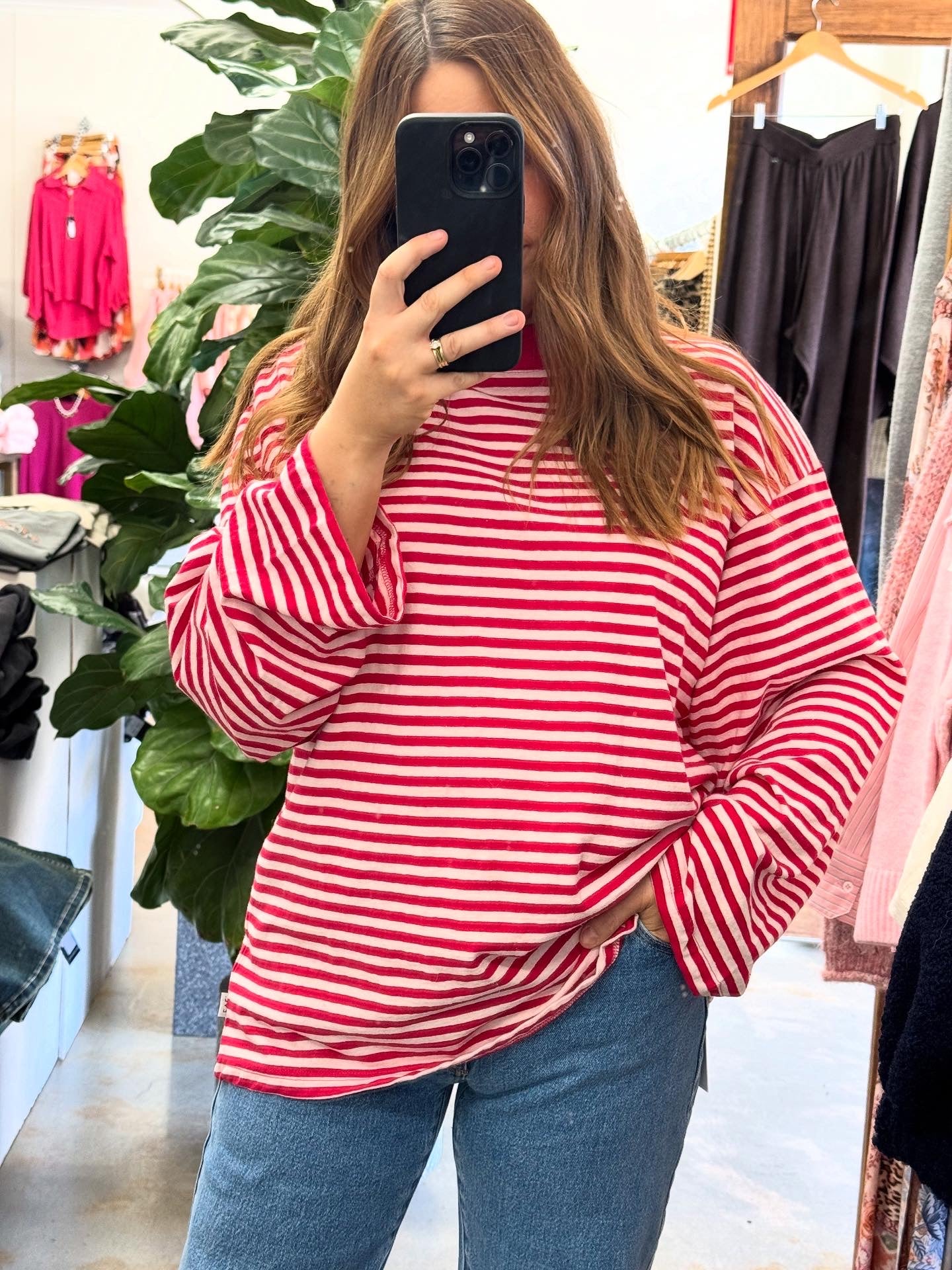 paloma ls stripe tee (red)