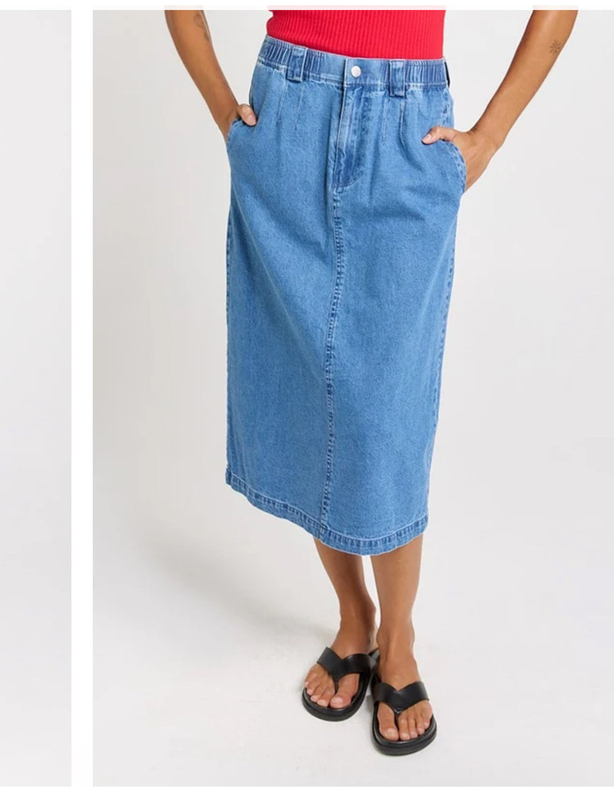 SOLAGE MIDI DENIM SKIRT