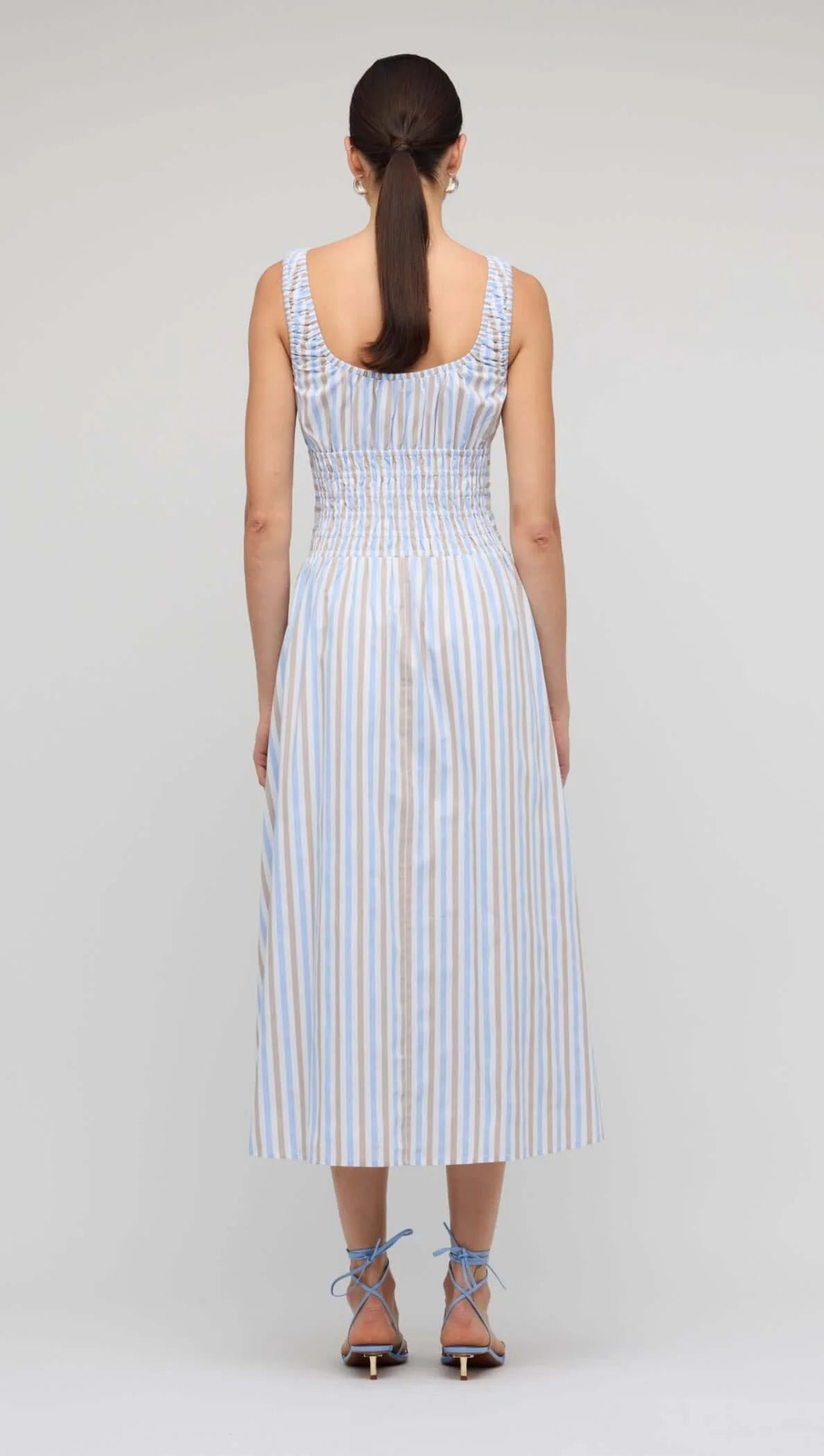 MARCELLA SHIRRED MIDI DRESS