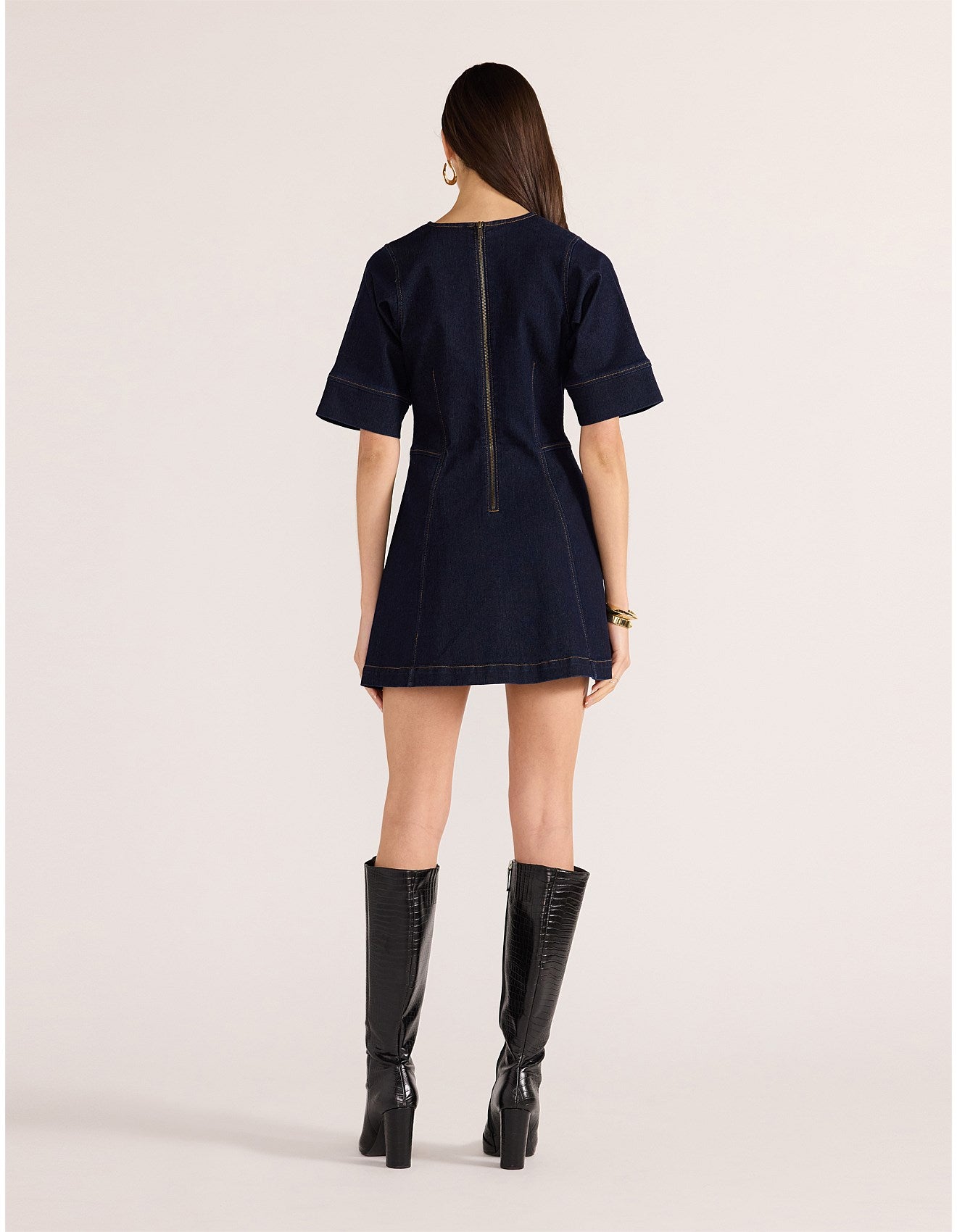 CAMILLA DENIM PANEL MINI DRESS