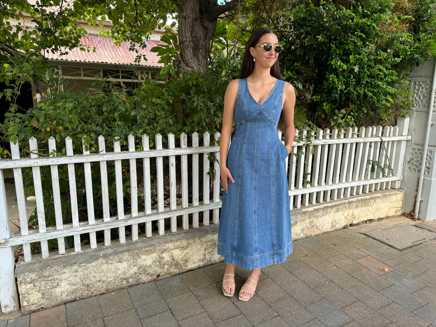 ALDEN DENIM MIDI DRESS
