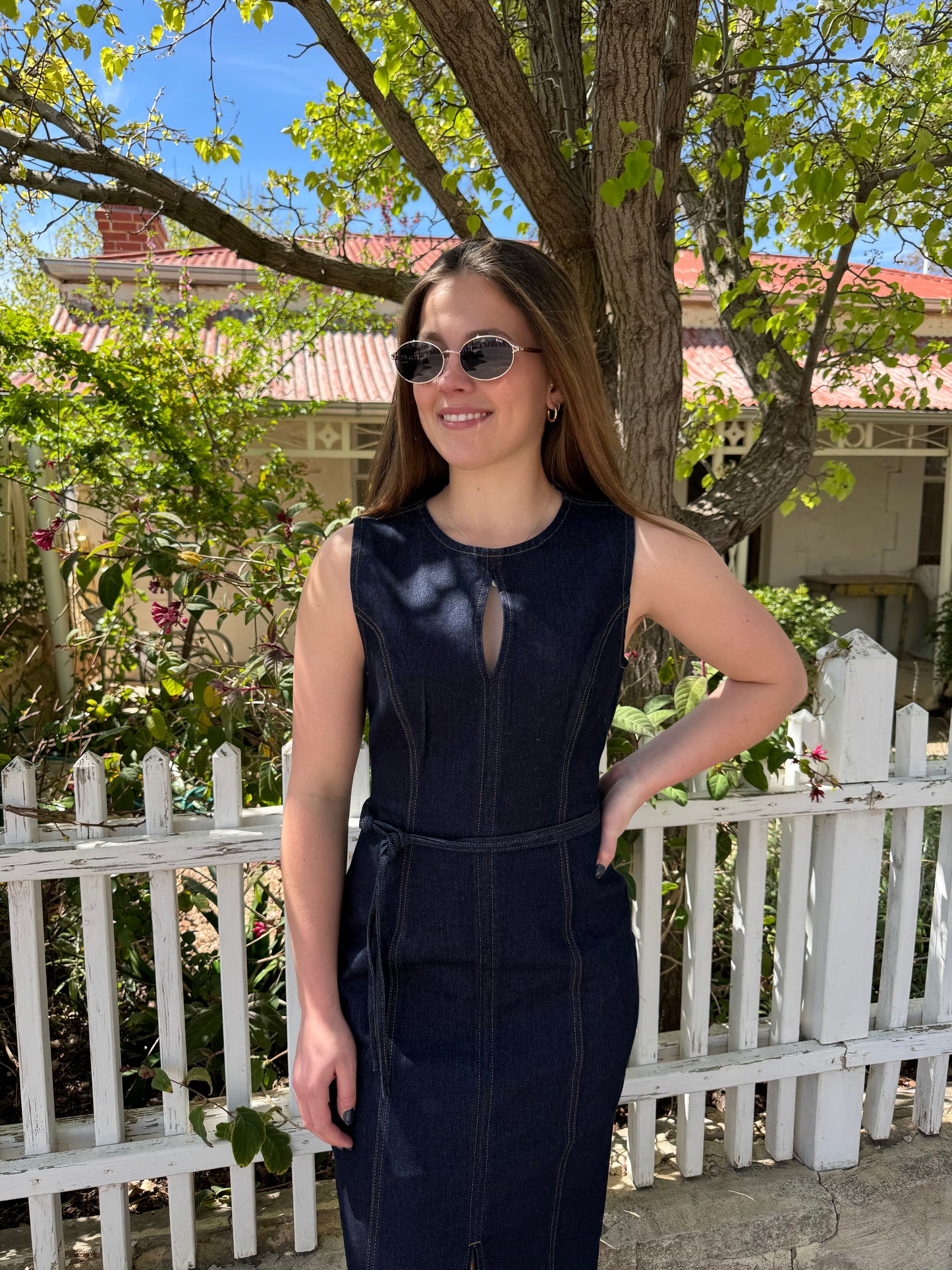RAYA BELTED DENIM MINI DRESS