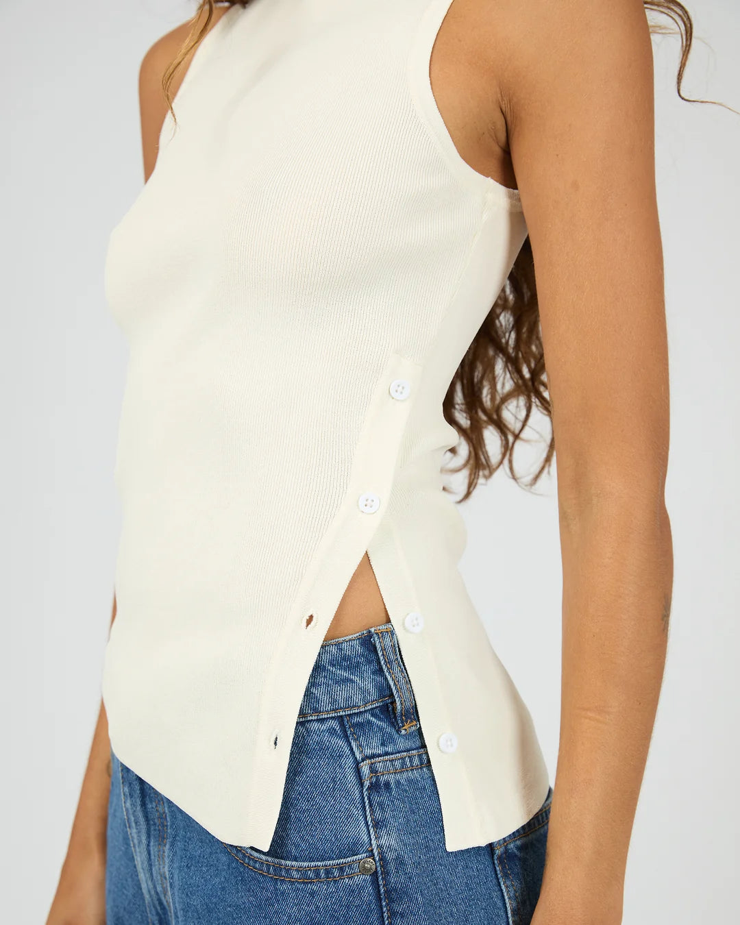 OLLIE BUTTON DOWN KNIT TANK