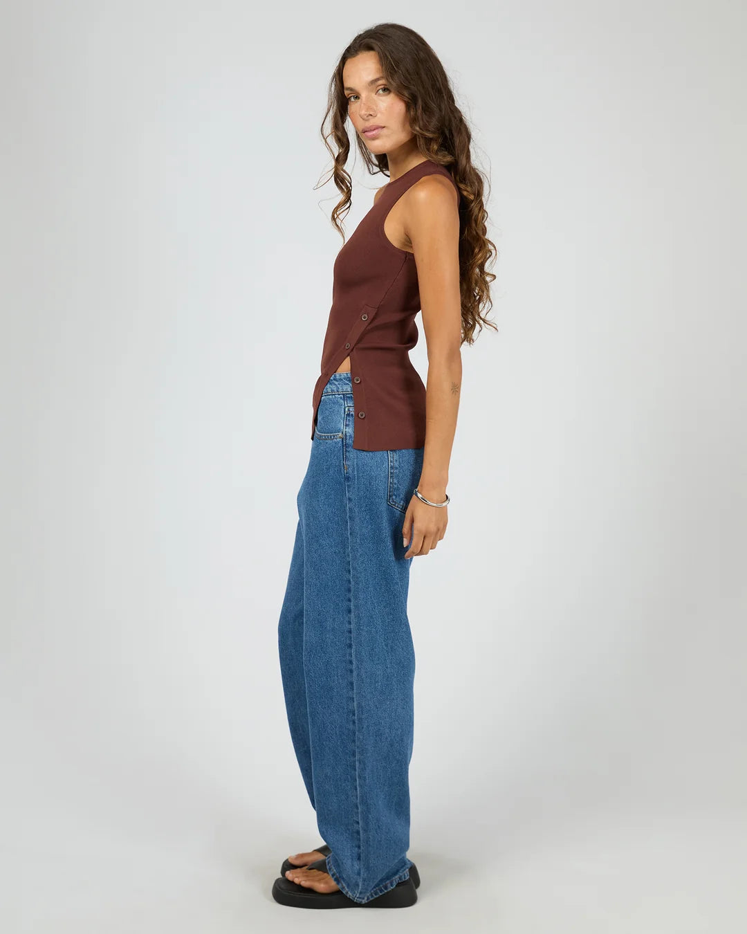 OLLIE BUTTON DOWN KNIT TANK
