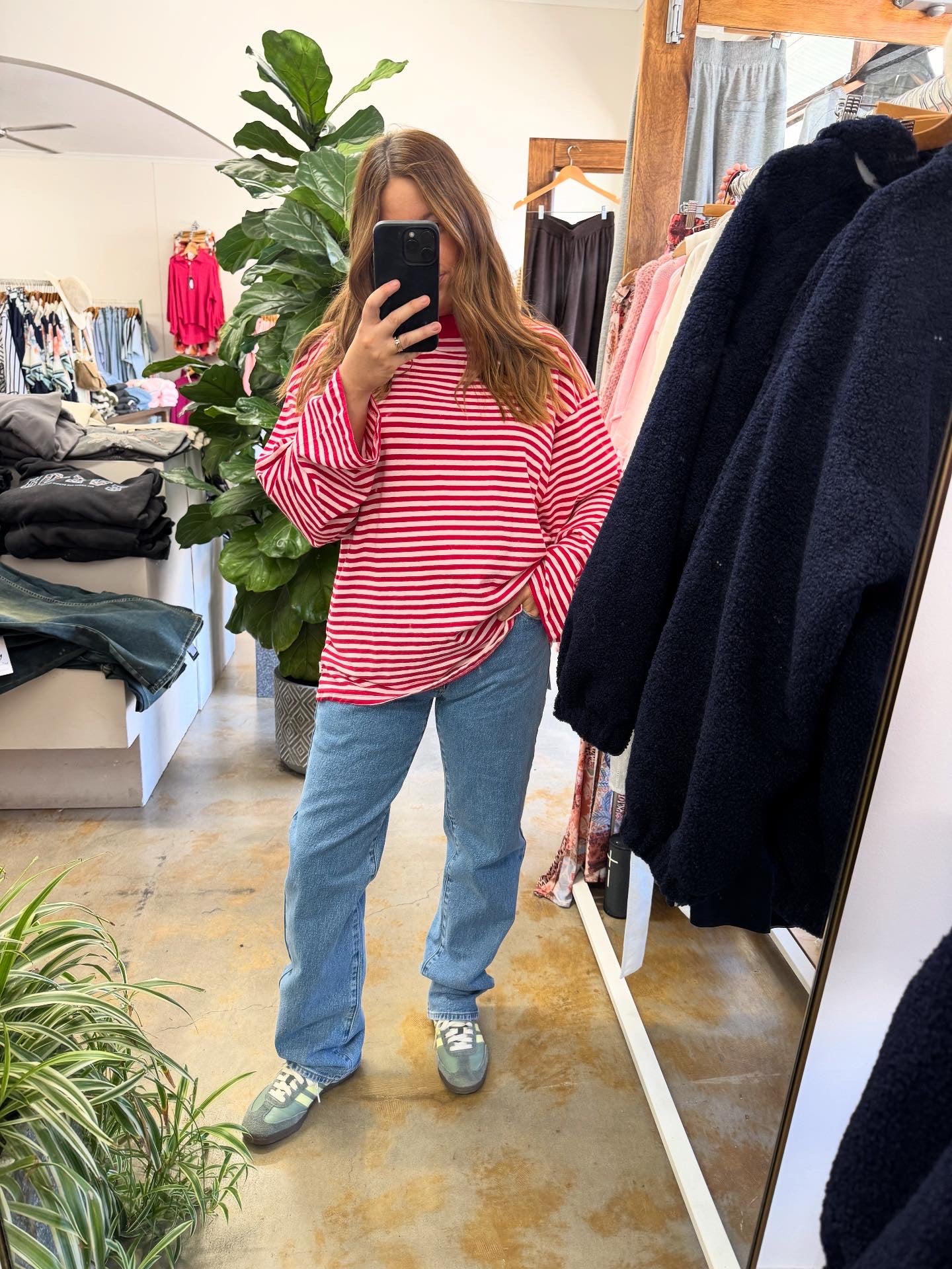 paloma ls stripe tee (red)