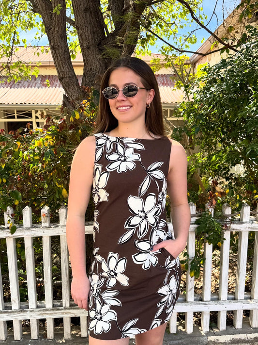 ELARA MINI DRESS BROWN