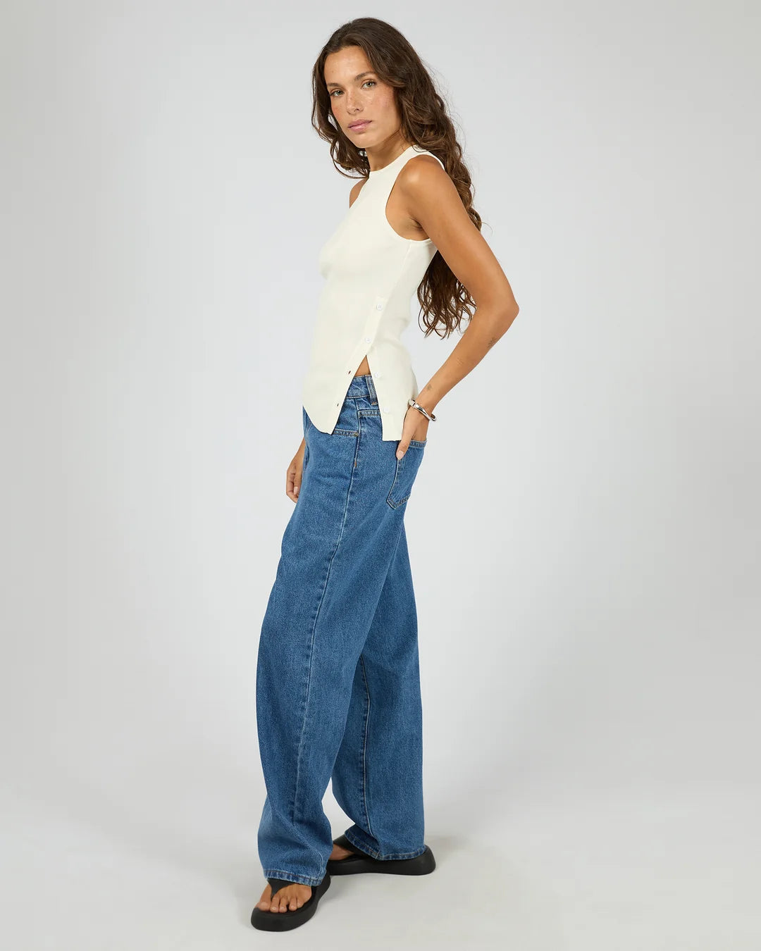 OLLIE BUTTON DOWN KNIT TANK