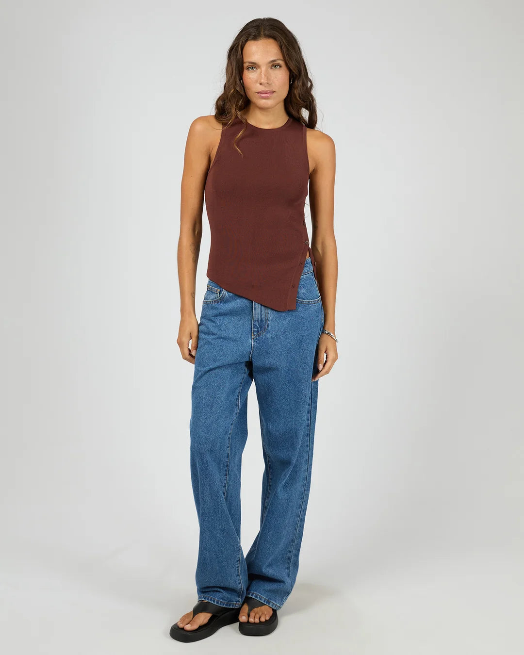 OLLIE BUTTON DOWN KNIT TANK