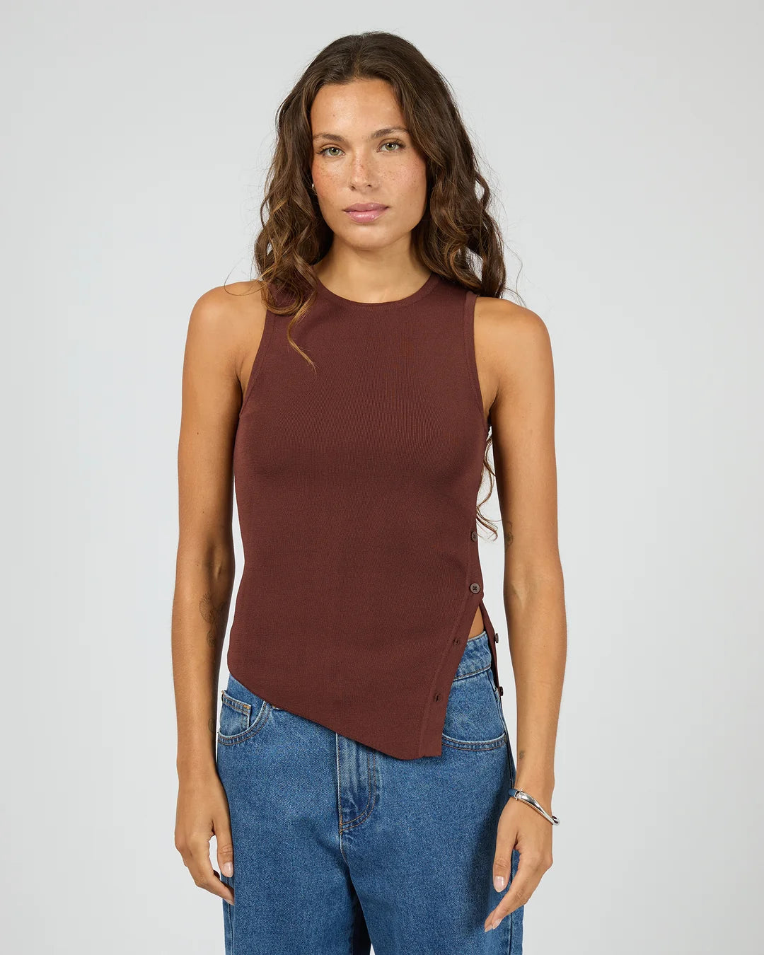 OLLIE BUTTON DOWN KNIT TANK