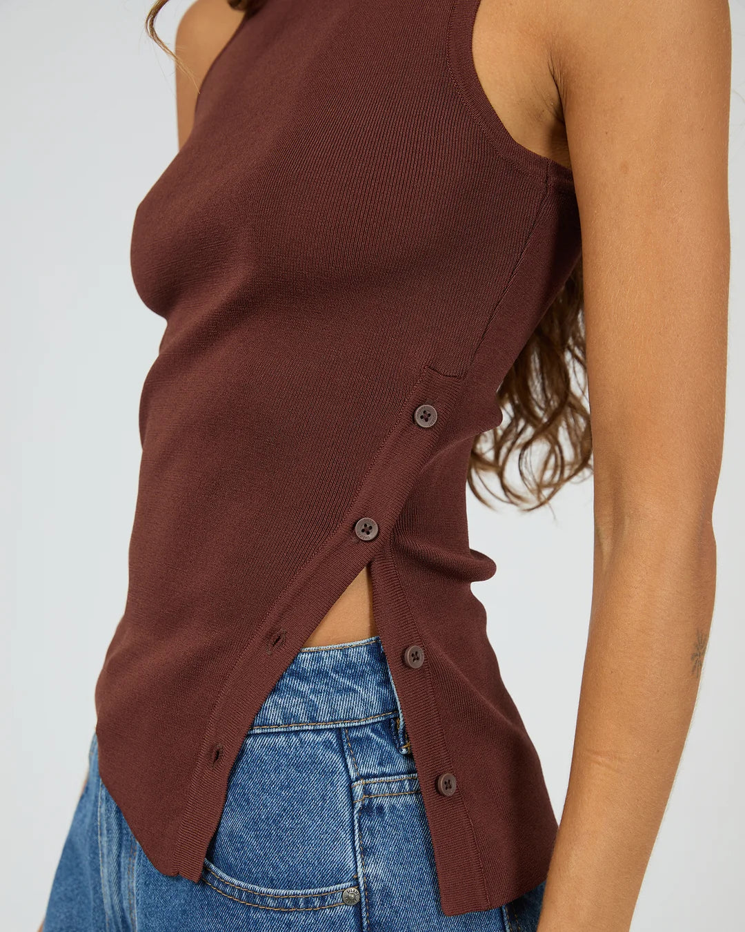 OLLIE BUTTON DOWN KNIT TANK