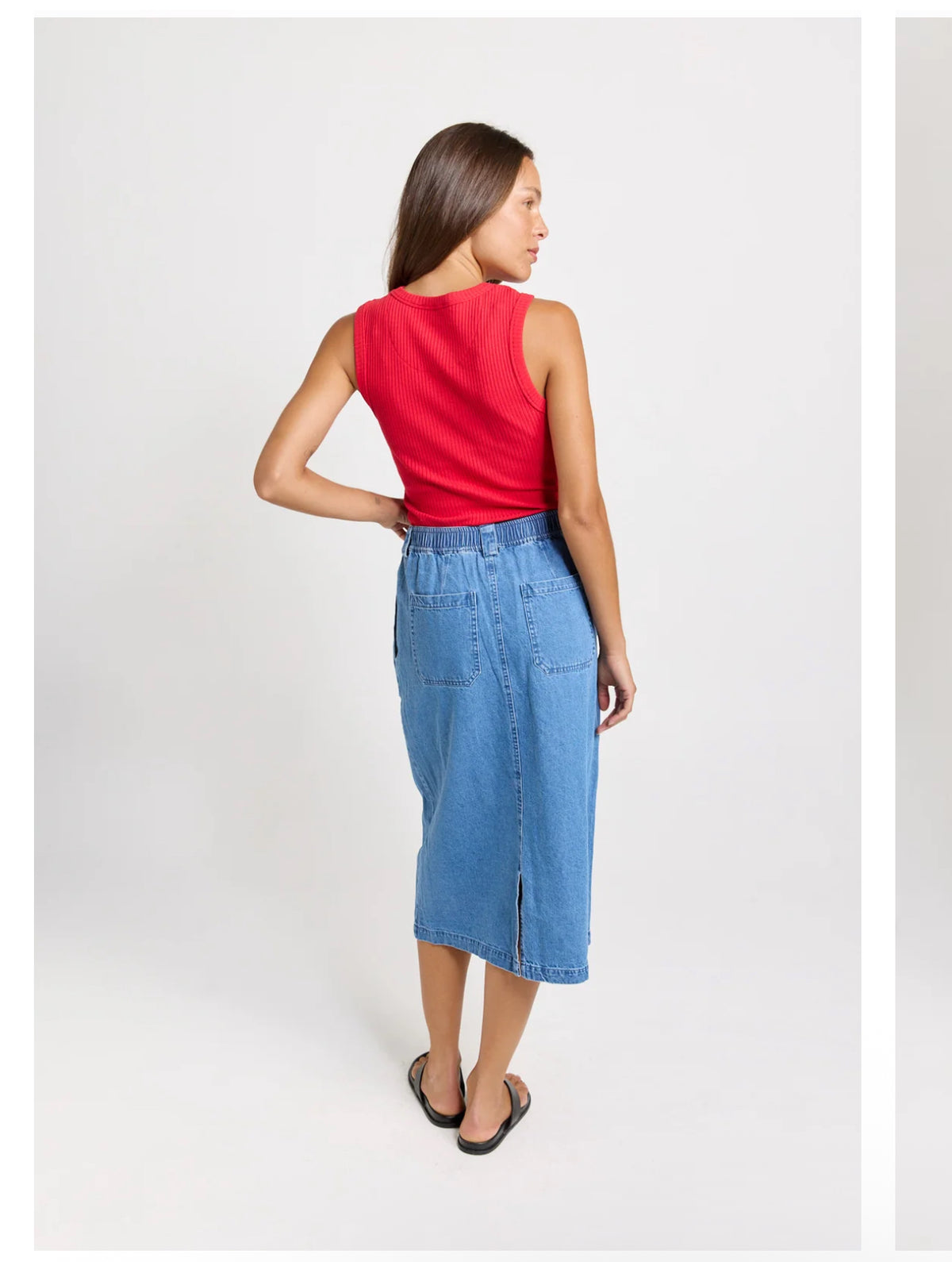 SOLAGE MIDI DENIM SKIRT