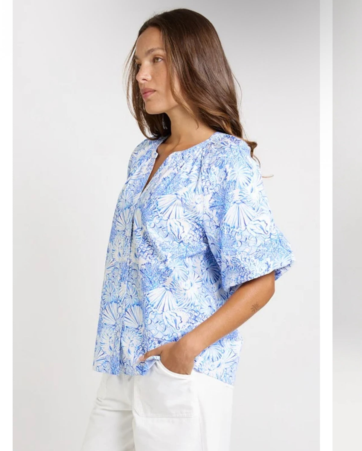 BRONTE BLOUSE BLUE SHELL
