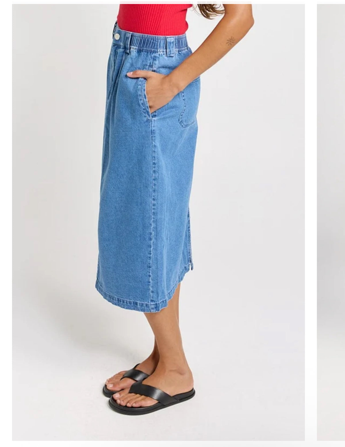 SOLAGE MIDI DENIM SKIRT