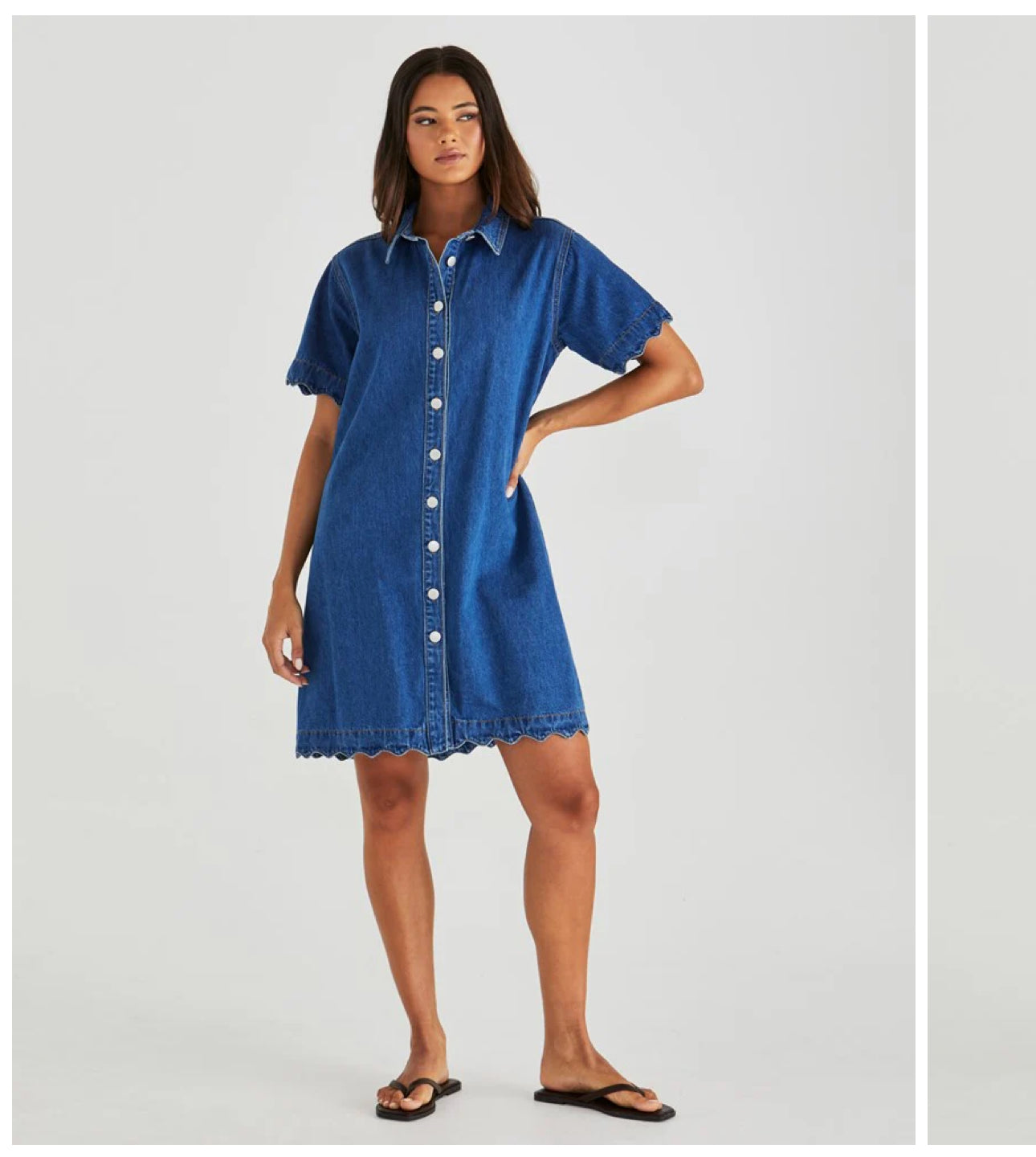 VALE SCALLOPED DENIM DRESS