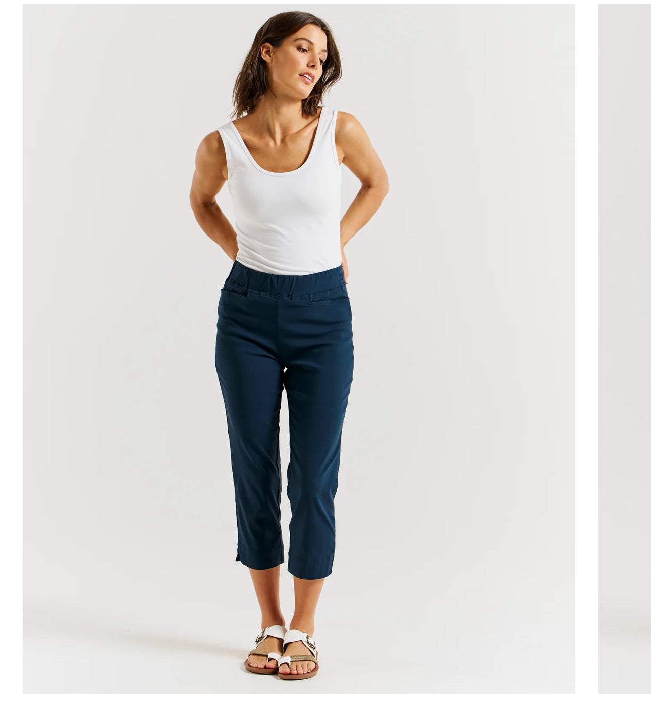 CROP BENGALINE PANT (NAVY)