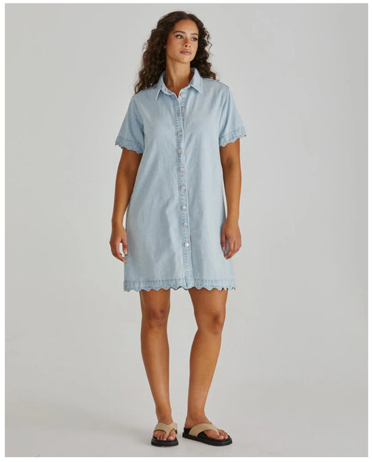 VALE SCALLOPED DENIM DRESS