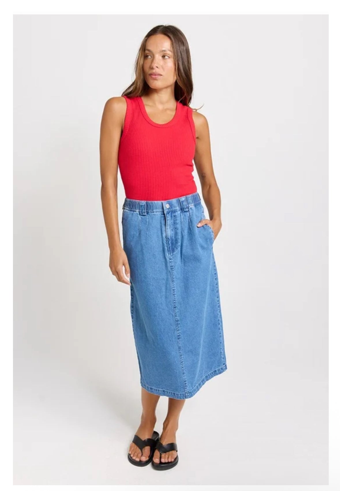 SOLAGE MIDI DENIM SKIRT