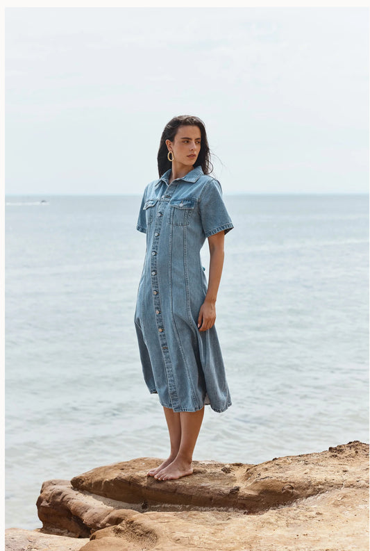 KARA DENIM MIDI DRESS