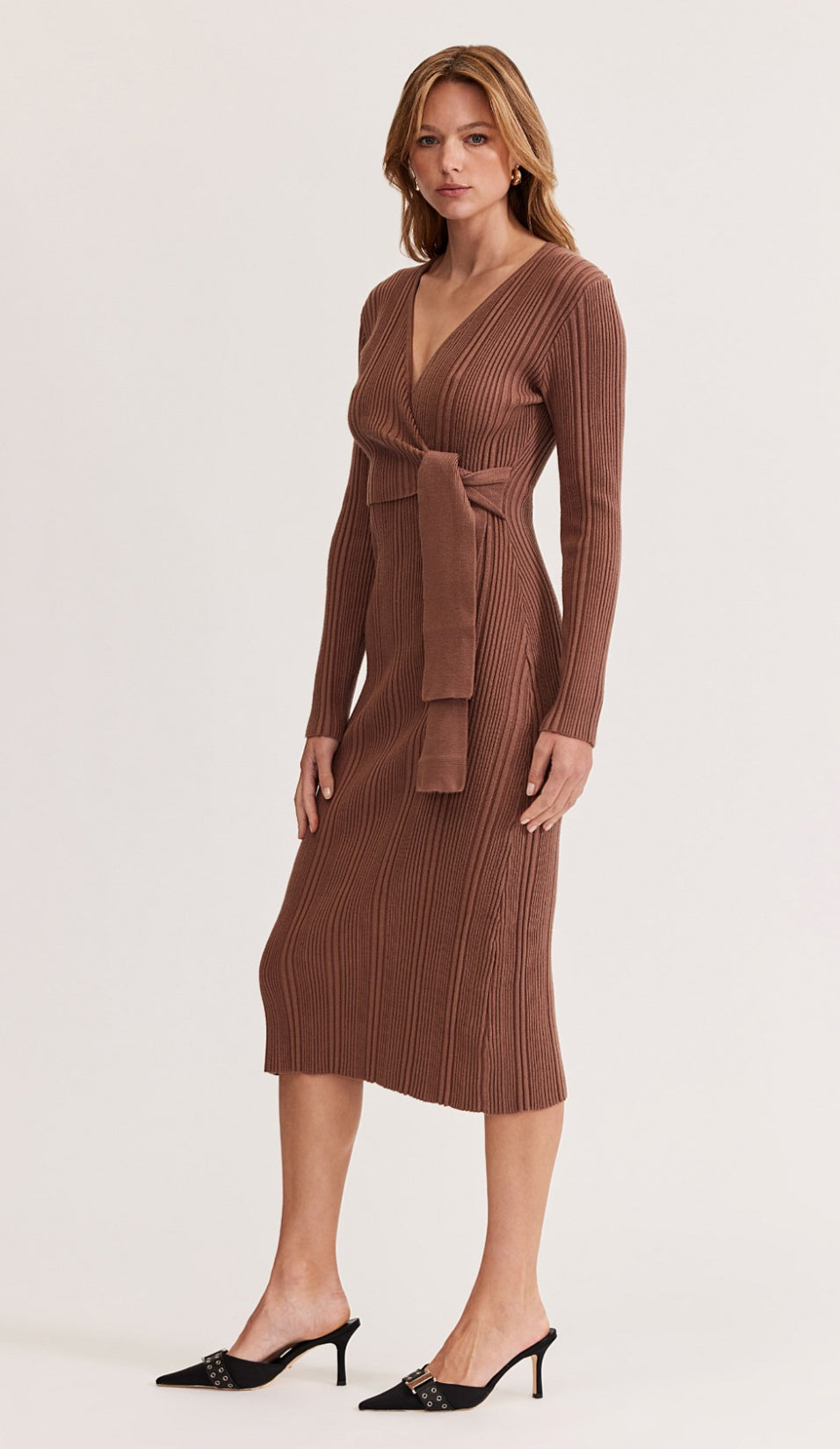 MAXINE WRAP FRONT KNIT DRESS