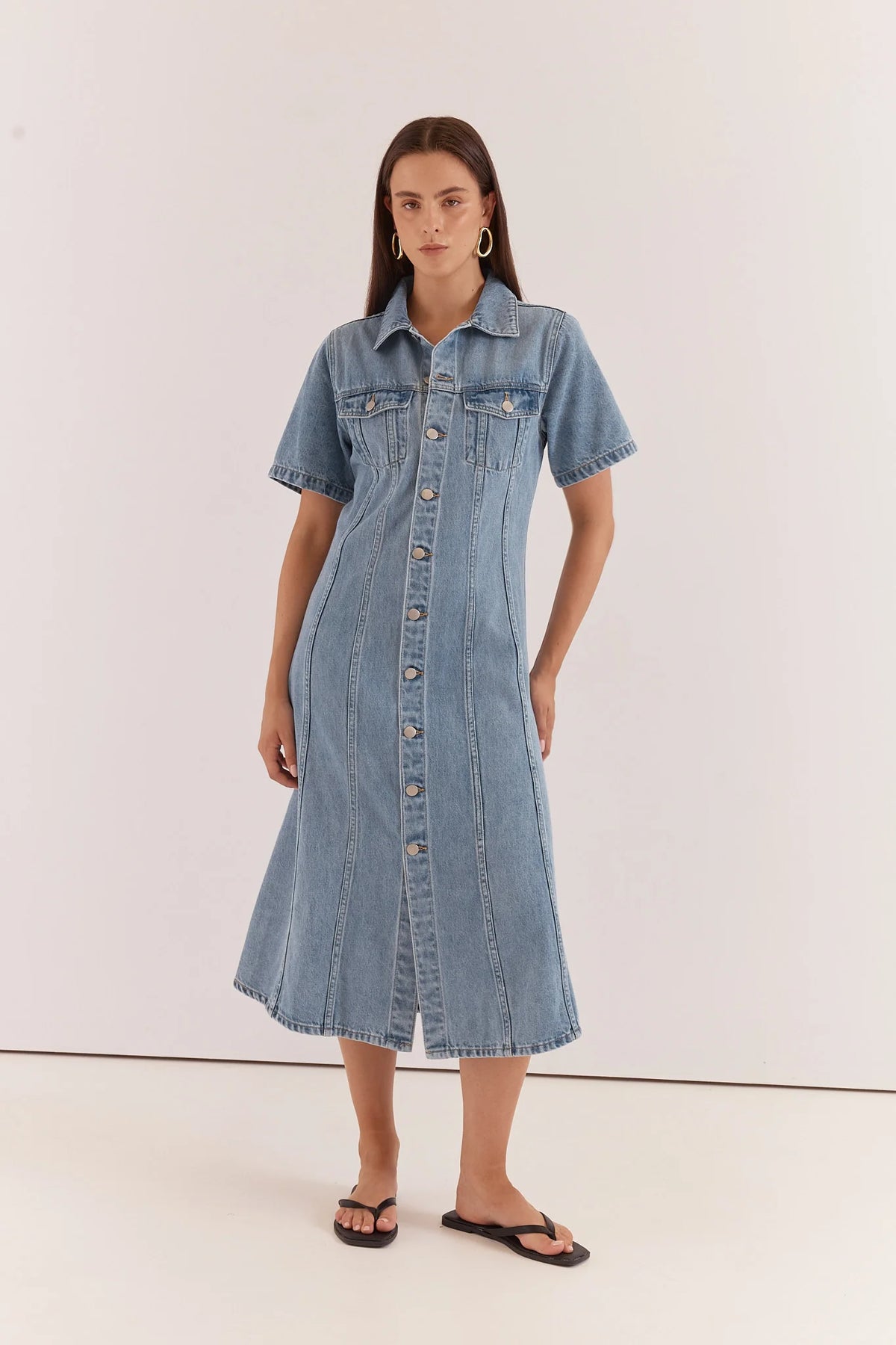 KARA DENIM MIDI DRESS