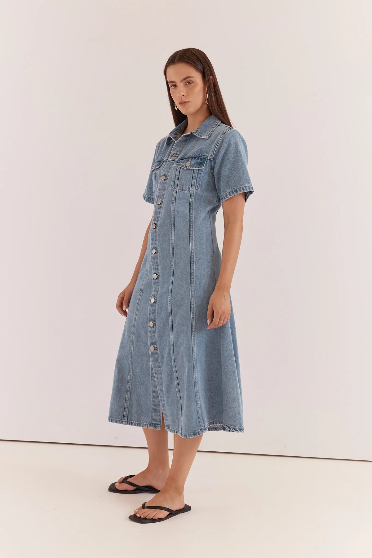KARA DENIM MIDI DRESS