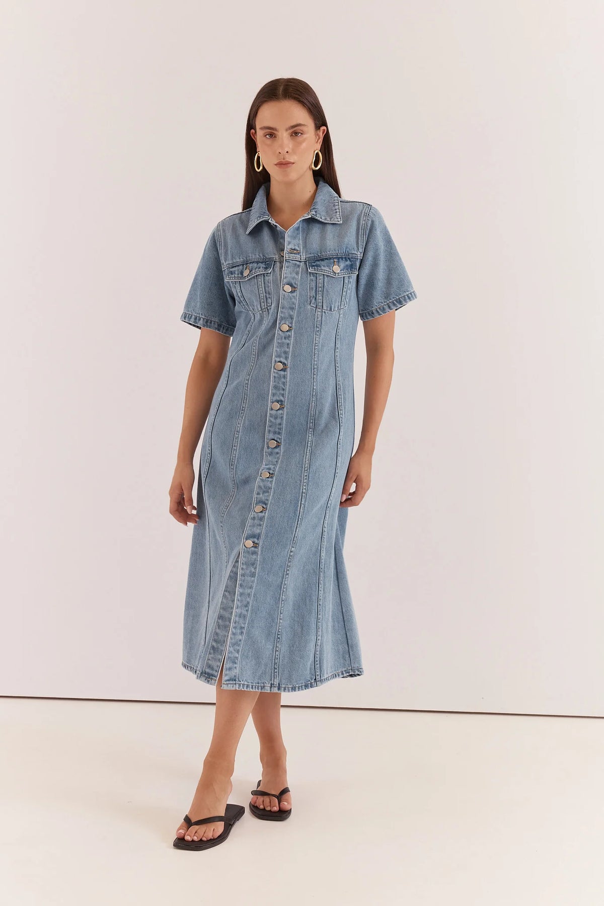 KARA DENIM MIDI DRESS