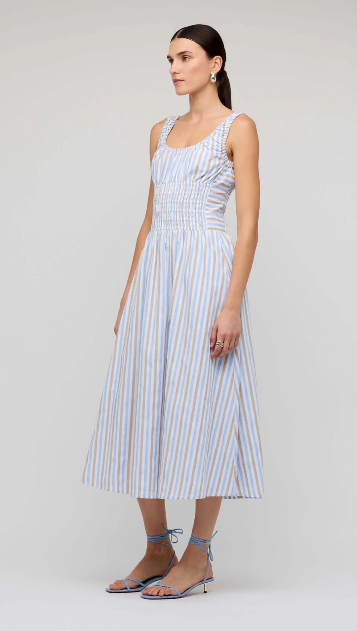 MARCELLA SHIRRED MIDI DRESS