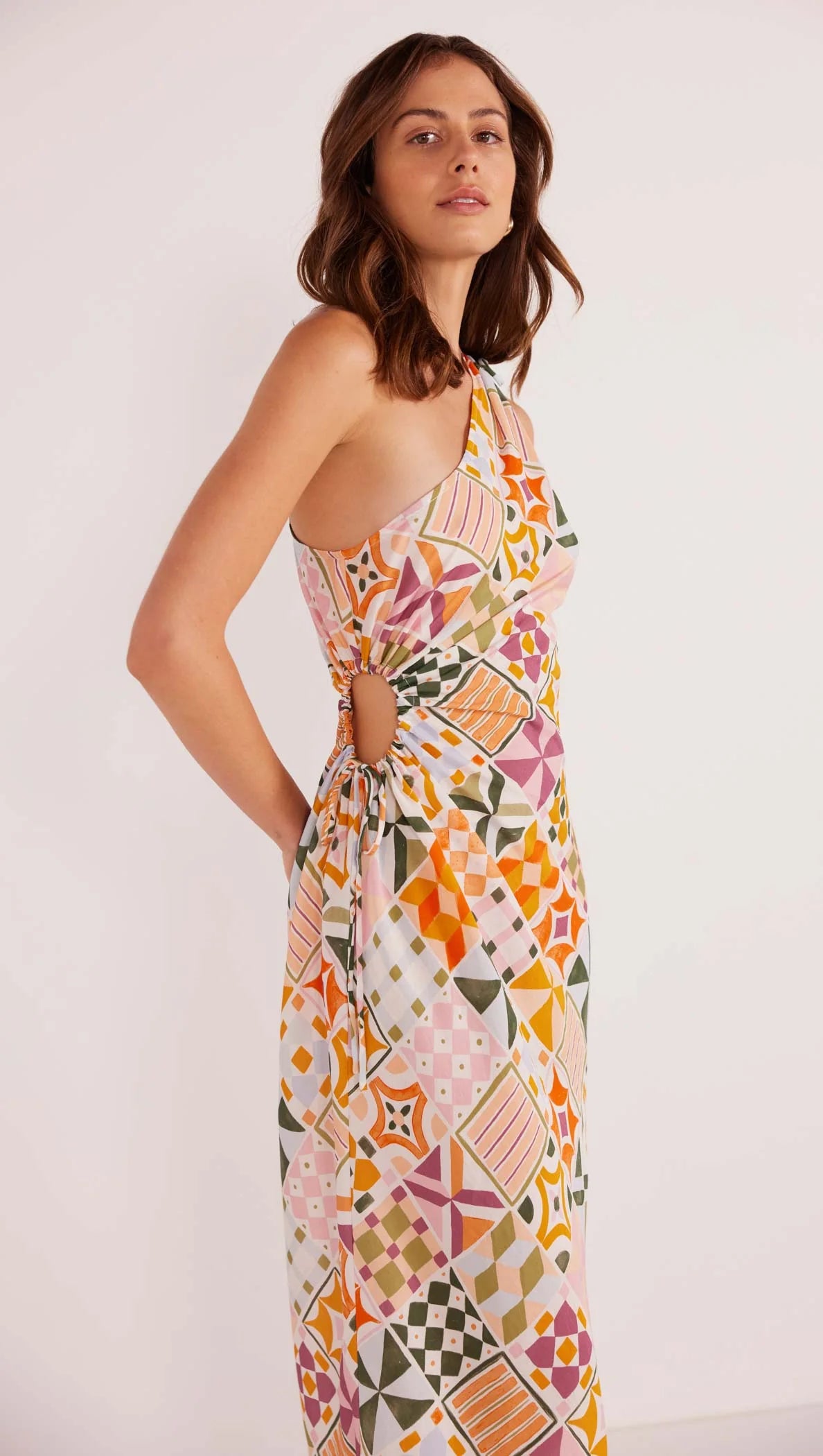 LOUISA ONE SHOULDER MIDI DRESS