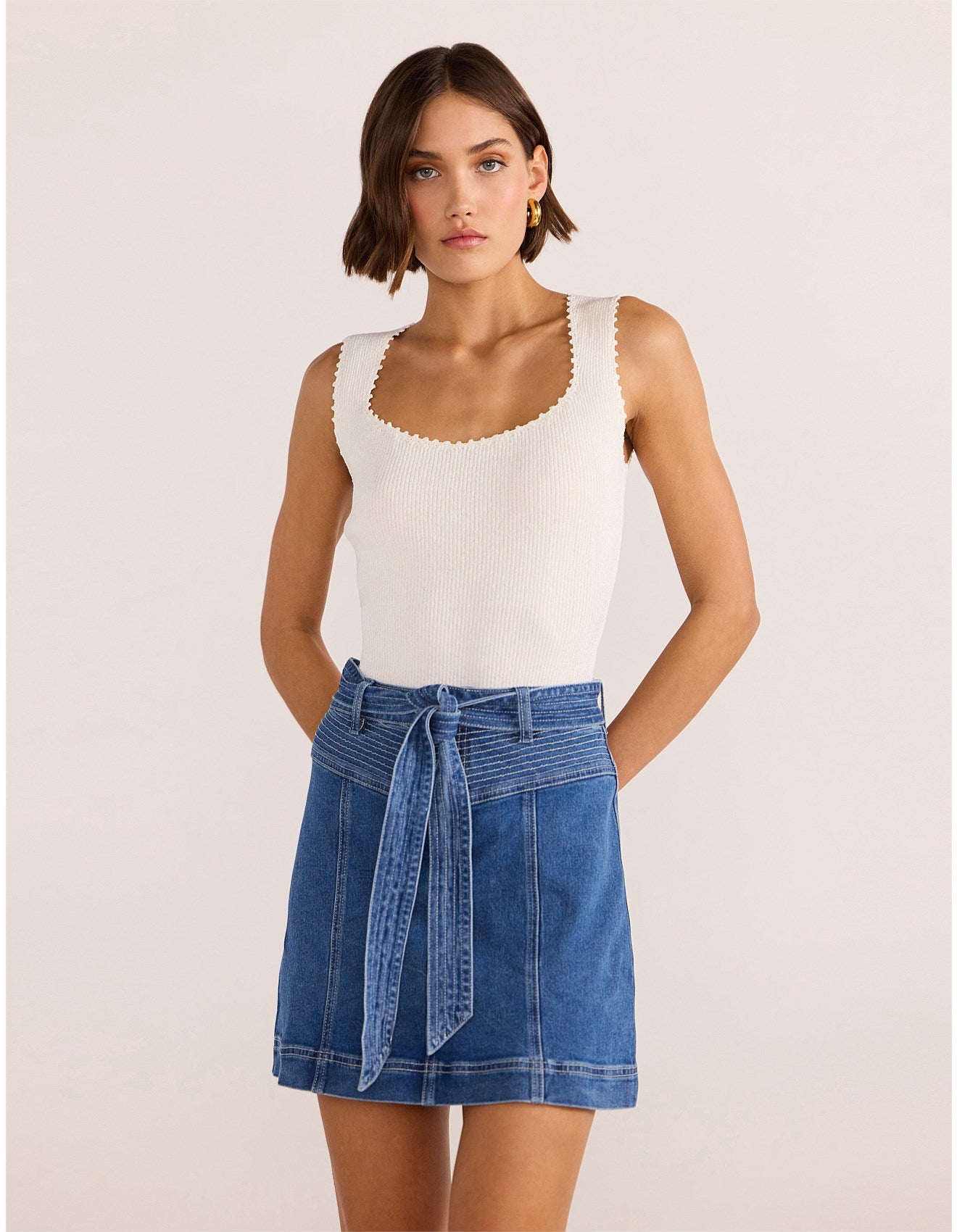 ELLIS DENIM PANEL MINI SKIRT