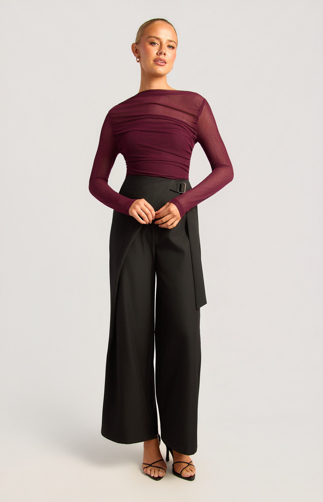 ASYMMETRIC HEM RUTCHED TOP