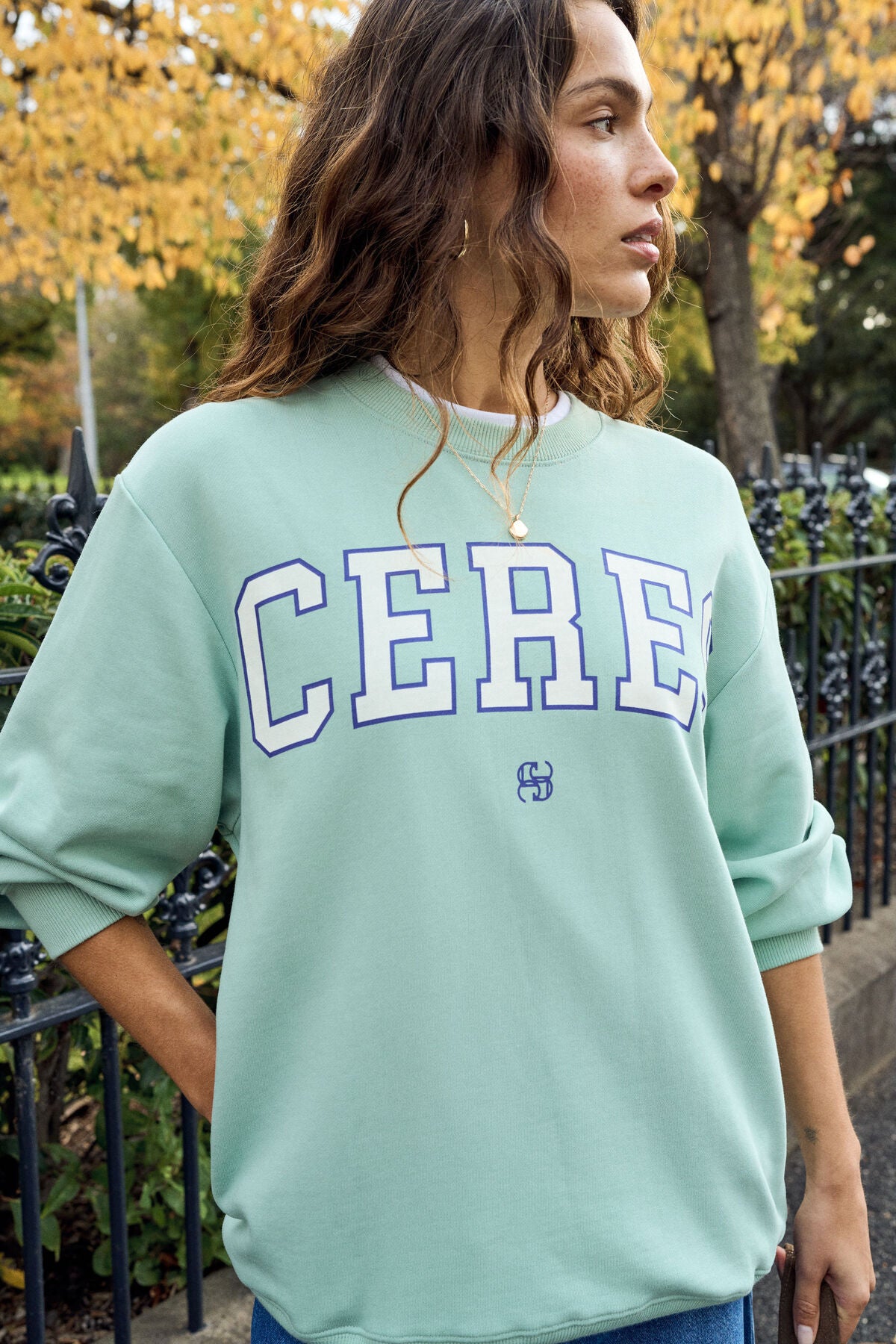 ISLA OVERSIZED SLOUCHY CREW SEAFOAM