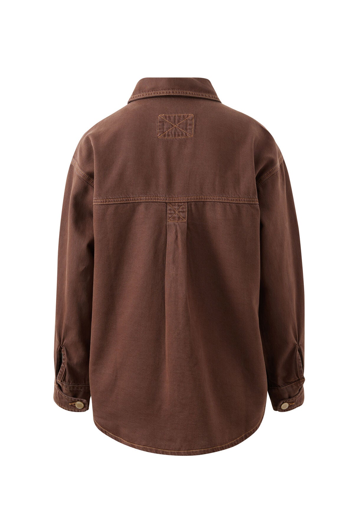 BOBBI SIDE POCKET DENIM SHIRT BROWN