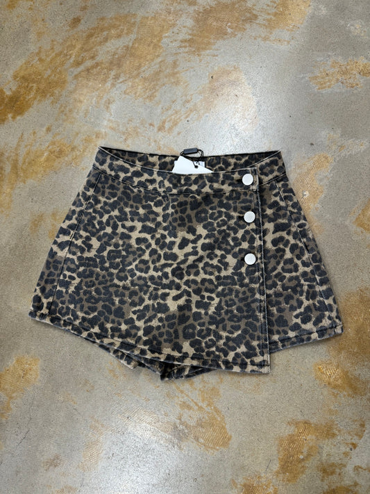 LEOPARD DENIM SKORT