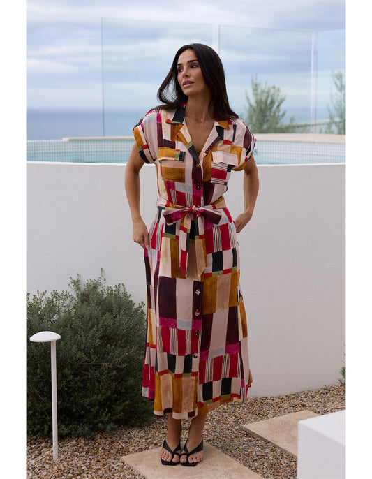 PORTIA DRESS PAINTERLY GEO