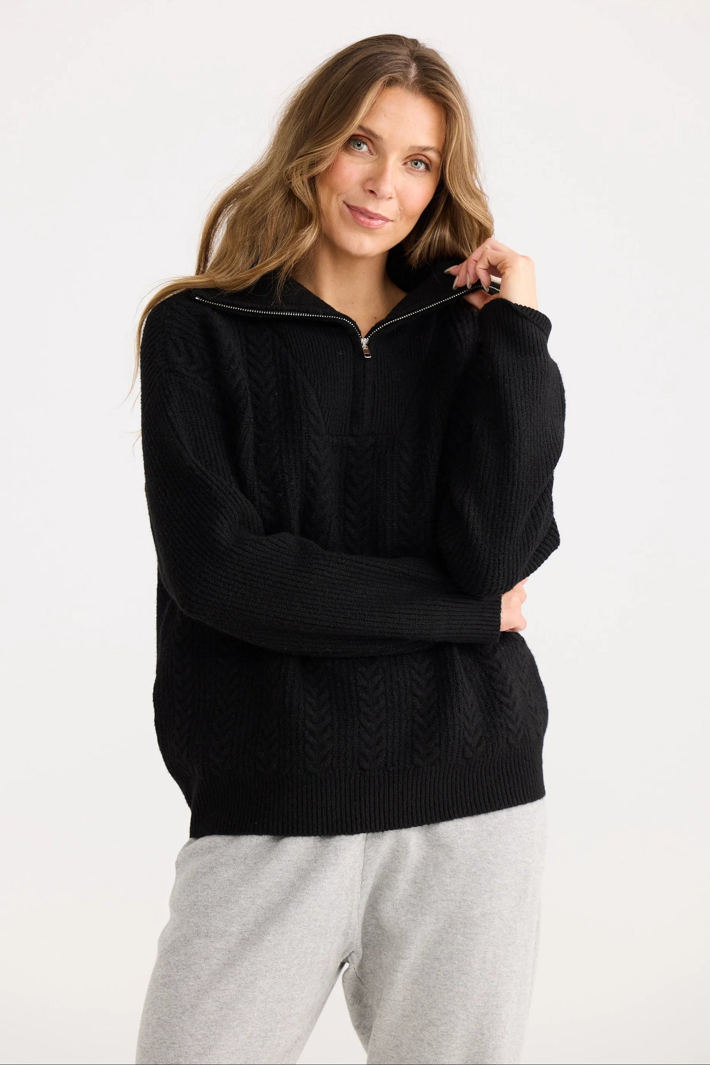 QUARTERZIP CABLE KNIT 26