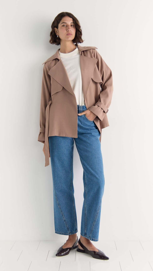 OLEA CROP TIE WAIST COAT