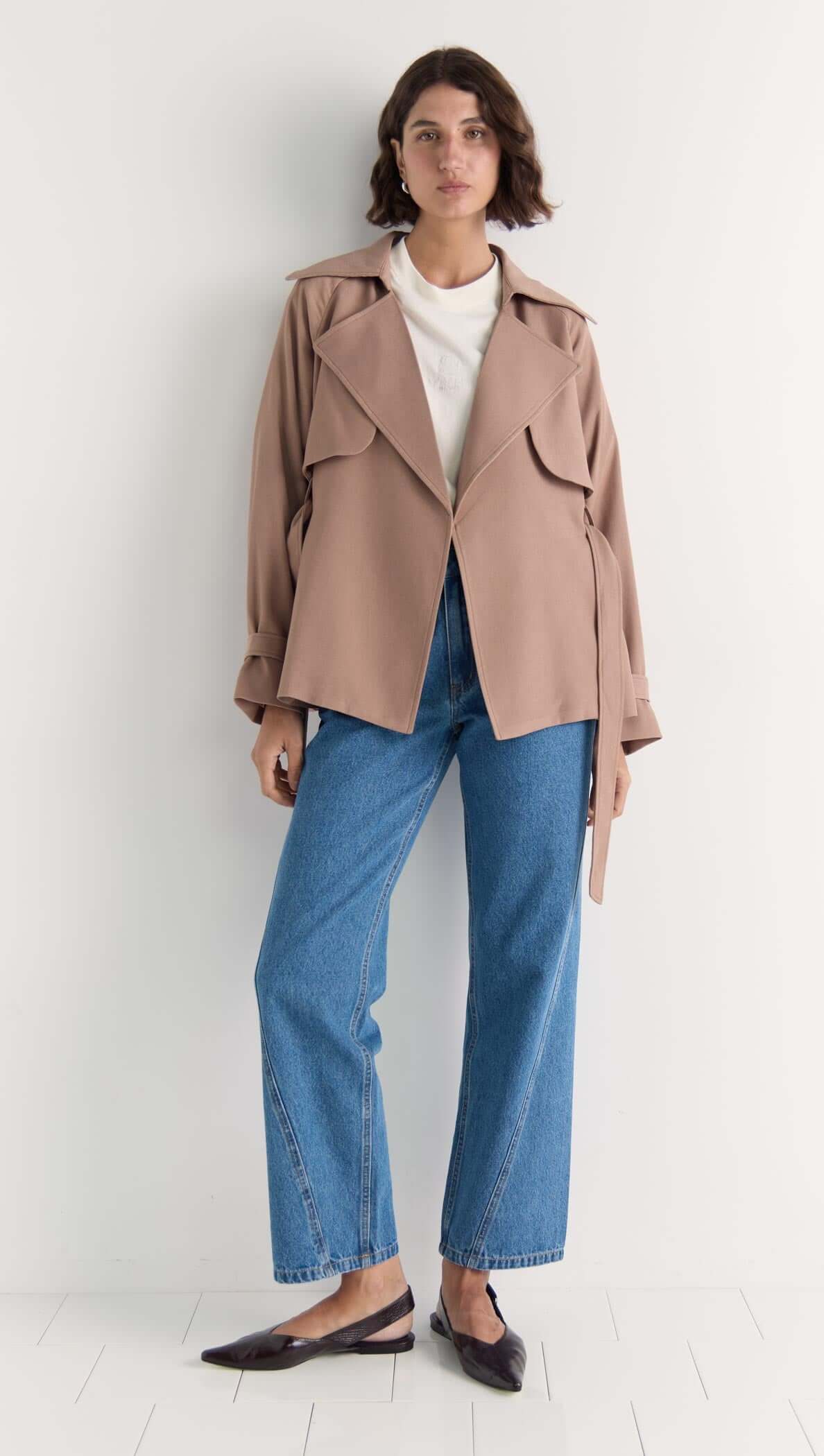 OLEA CROP TIE WAIST COAT