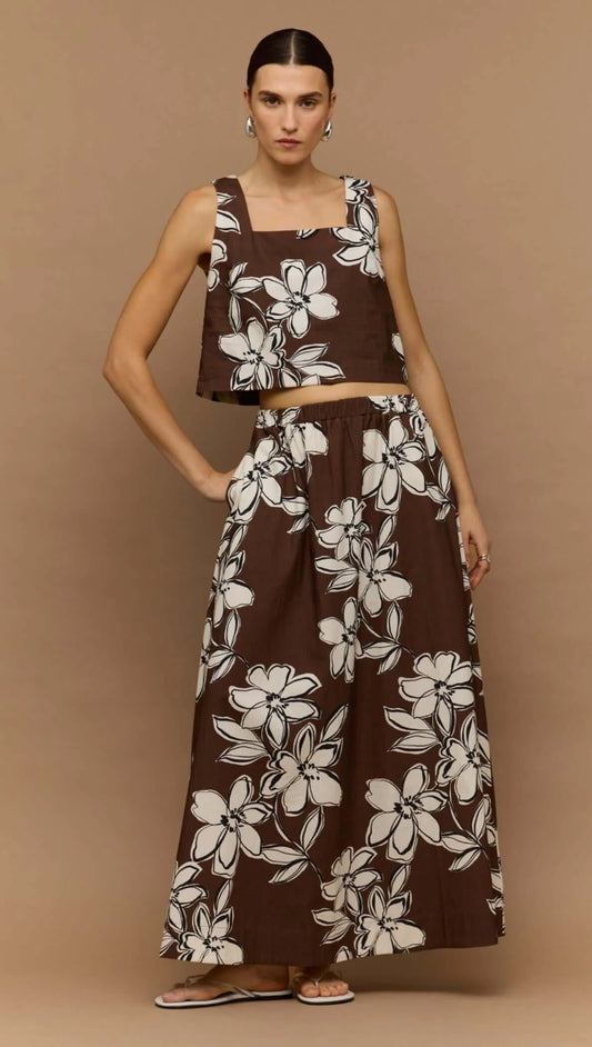 ELARA MAXI SKIRT BROWN