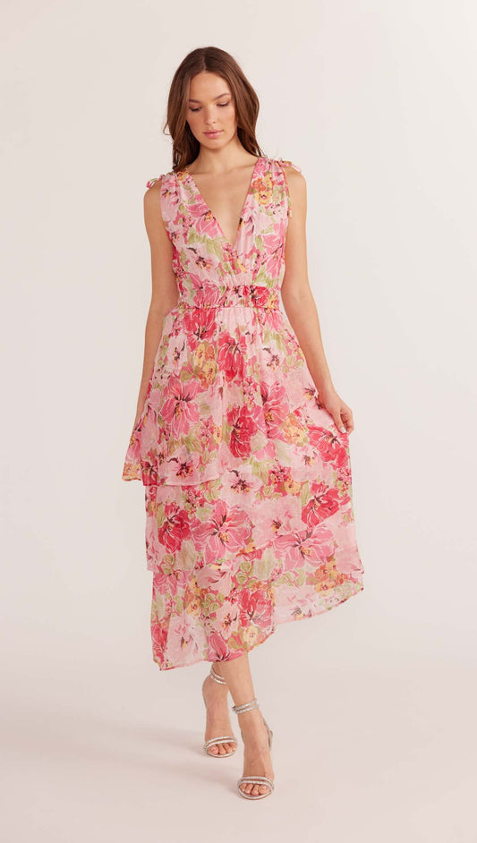 SIMONE TIERED MIDI DRESS