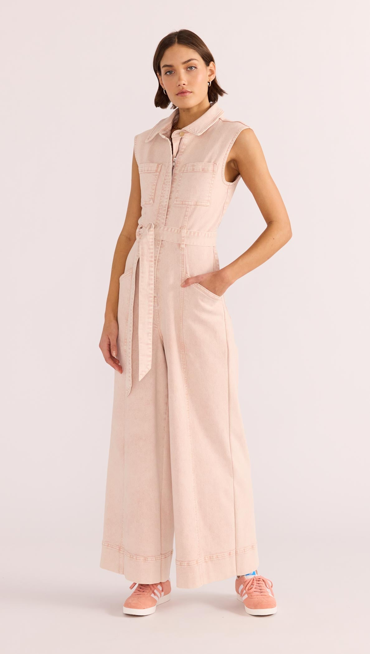 DAHLIA DENIM PANEL JUMPSUIT