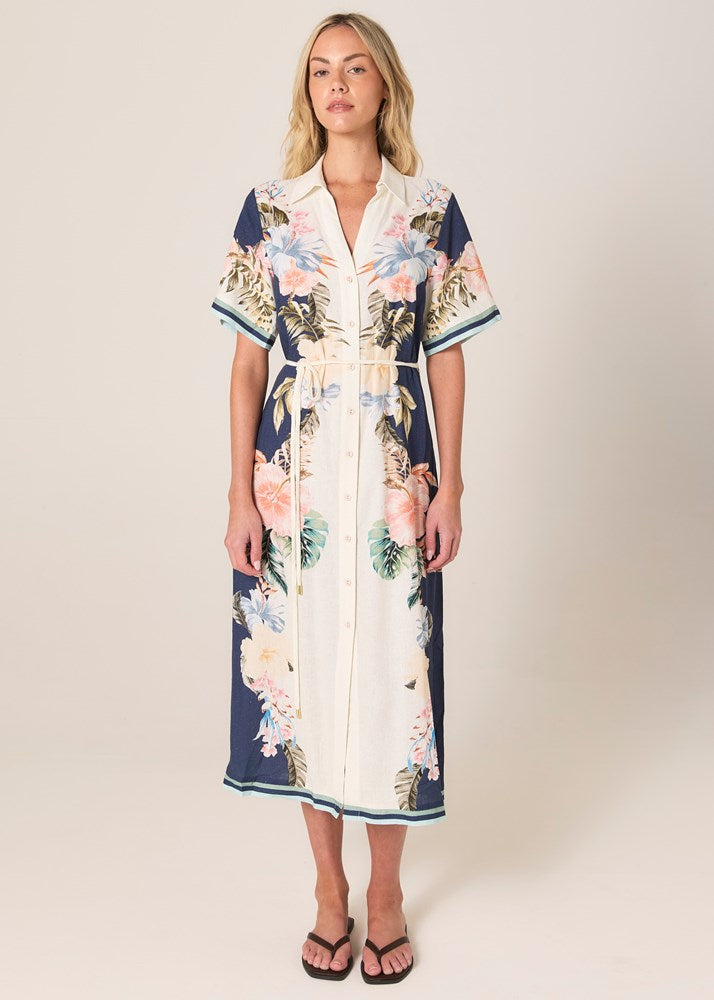 SOLARA PLACEMENT PRINT SHIRT DRESS