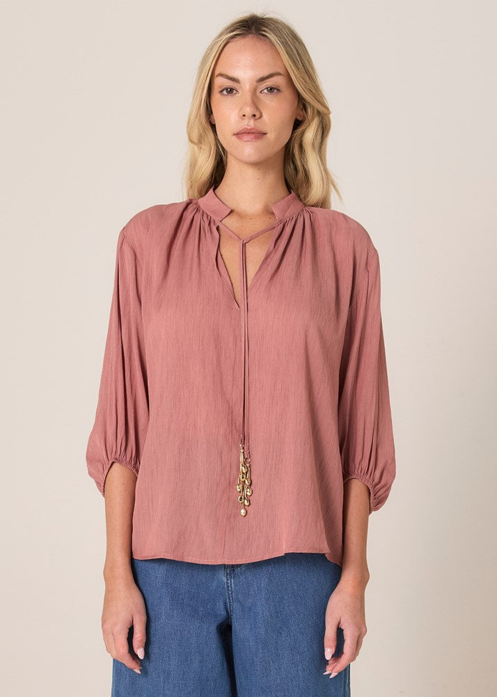 SHAE SPLIT NECK BLOUSE