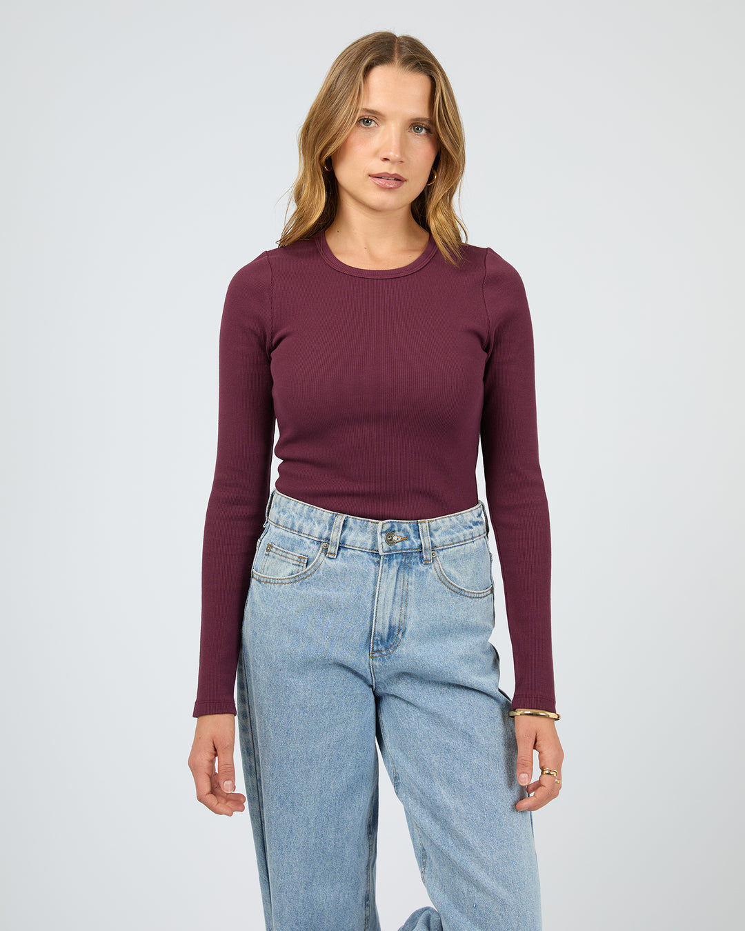 RIB LS TEE CHERRY