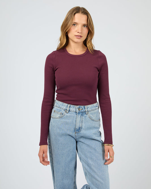 RIB LS TEE CHERRY