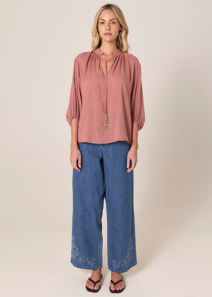 SHAE SPLIT NECK BLOUSE
