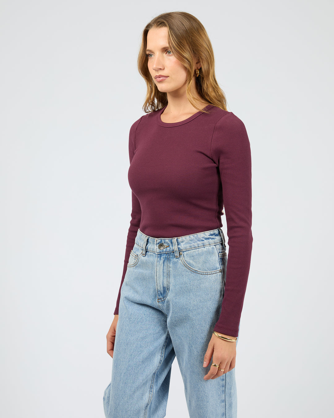 RIB LS TEE CHERRY