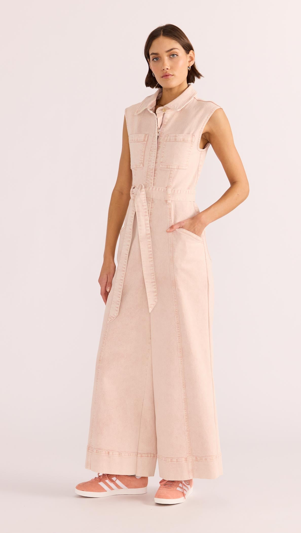 DAHLIA DENIM PANEL JUMPSUIT
