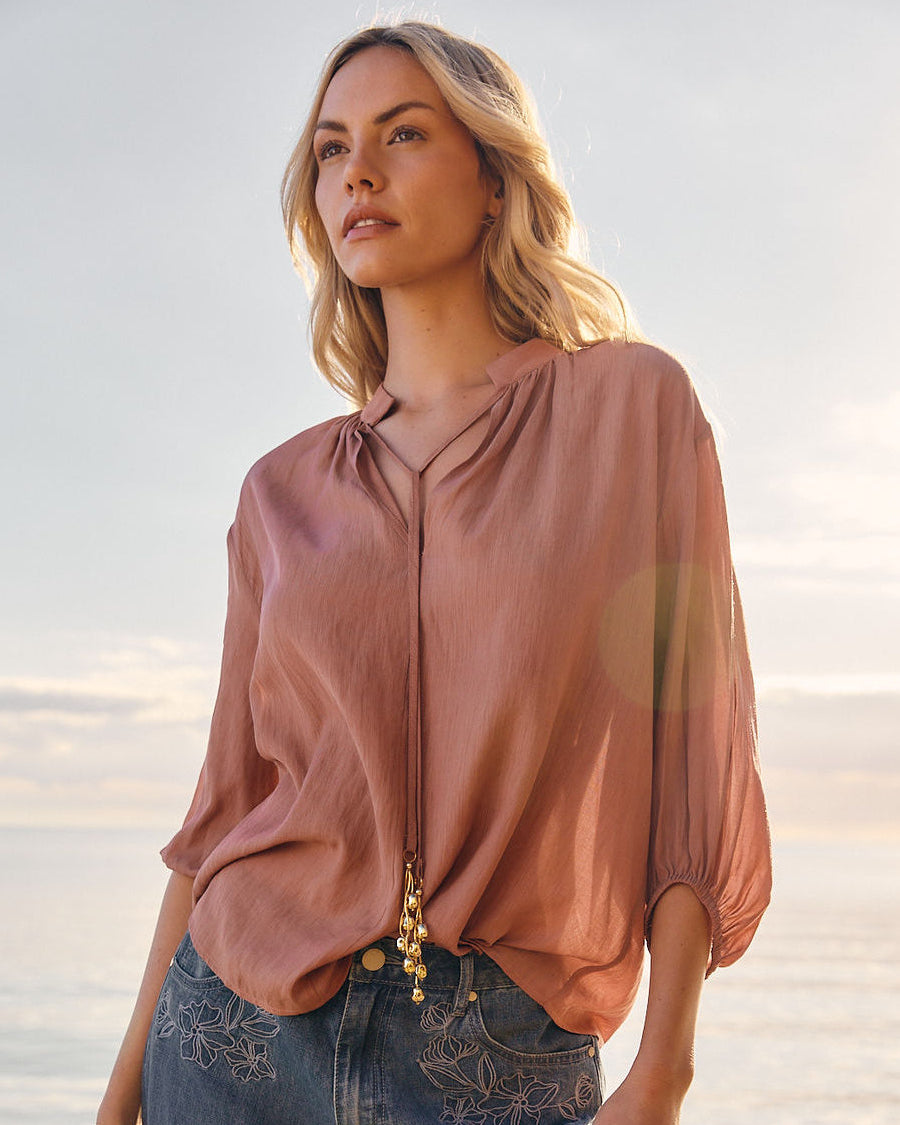 SHAE SPLIT NECK BLOUSE